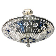 Large French Silver Plated Light Fixture