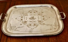 Large Art Deco Silver Plated Tray by Lame & Lacroix, France, 1920