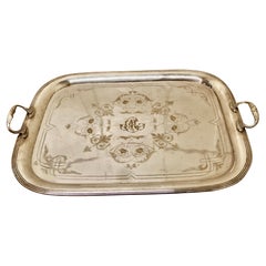 Large French Silver Plated Tray by Lame & Lacroix