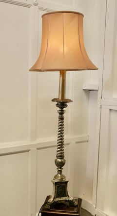 Large French Silvered Alter Lamp