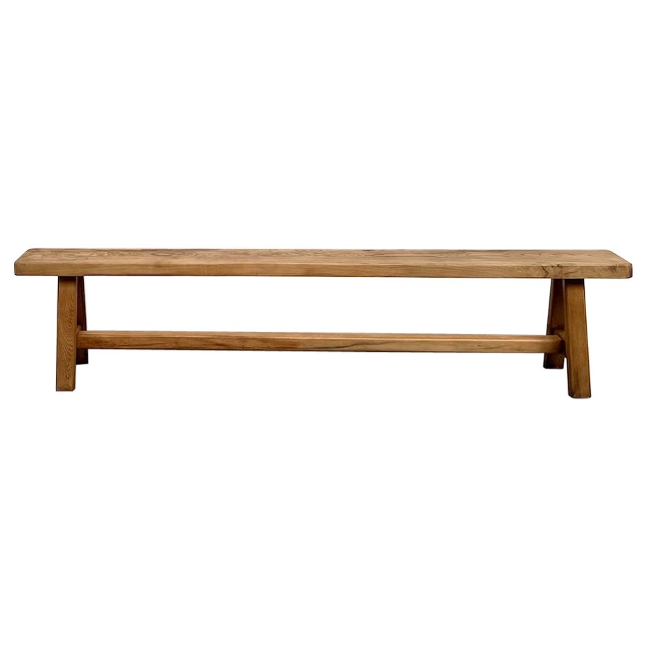 Large french solid elm farmhouse bench