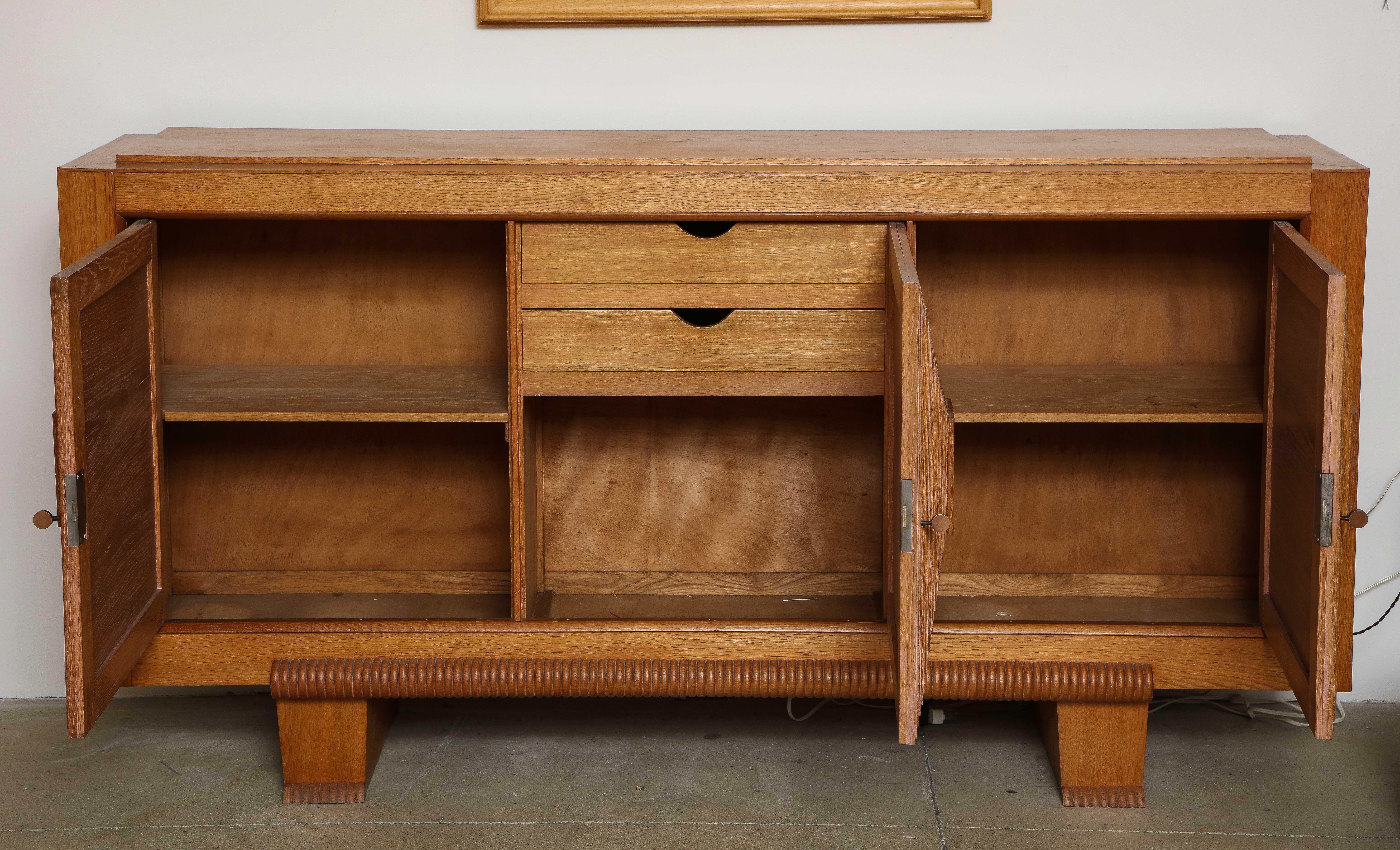 Mid-20th Century Large French Solid Oak Sideboard with Square Front Design, France, circa 1940