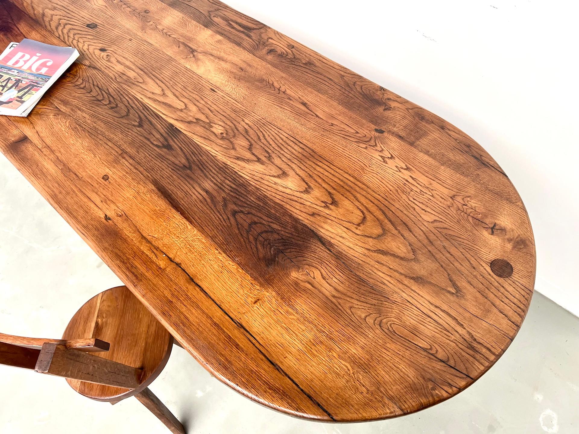 Large french solid oak table – Circa 1900Large french solid oak table – Circa 19 In Good Condition For Sale In LYON, FR