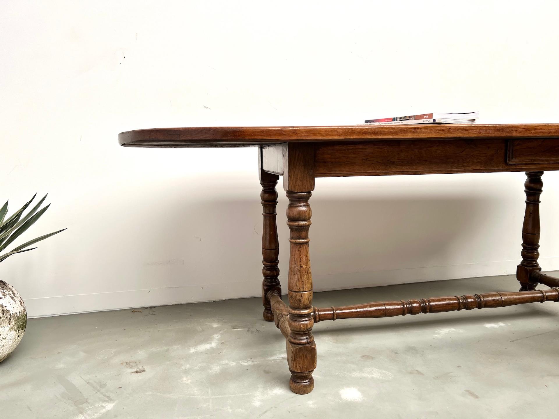 Oak Large french solid oak table – Circa 1900Large french solid oak table – Circa 19 For Sale