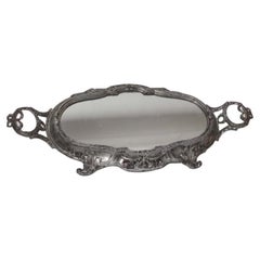 Antique Large French Spelter Mirrored Tray