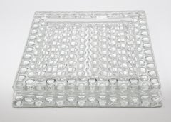 Grand cendrier carré en verre français:: style Bauhaus