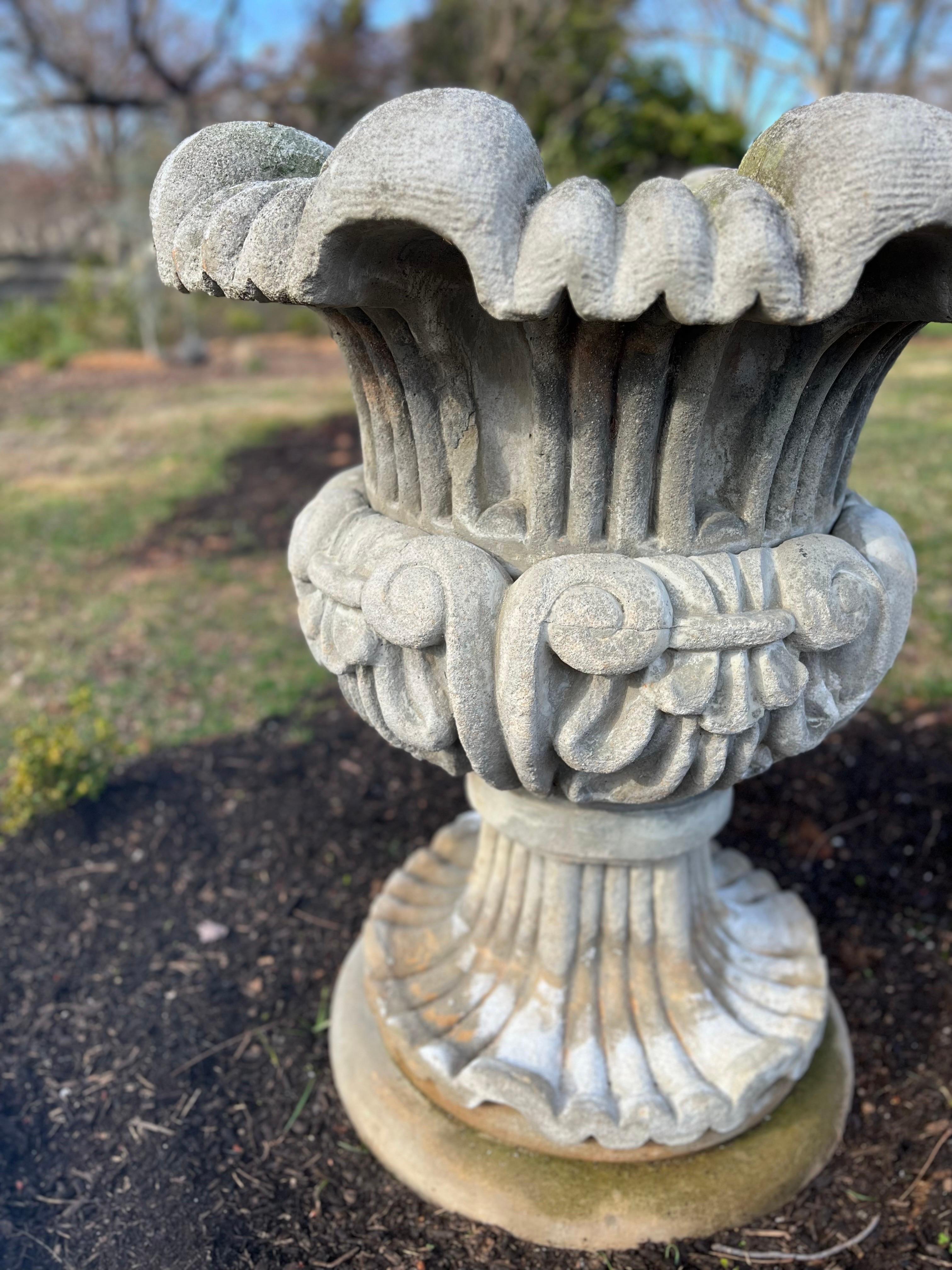 French Provincial Large French Stone Garden Planter / Urn For Sale