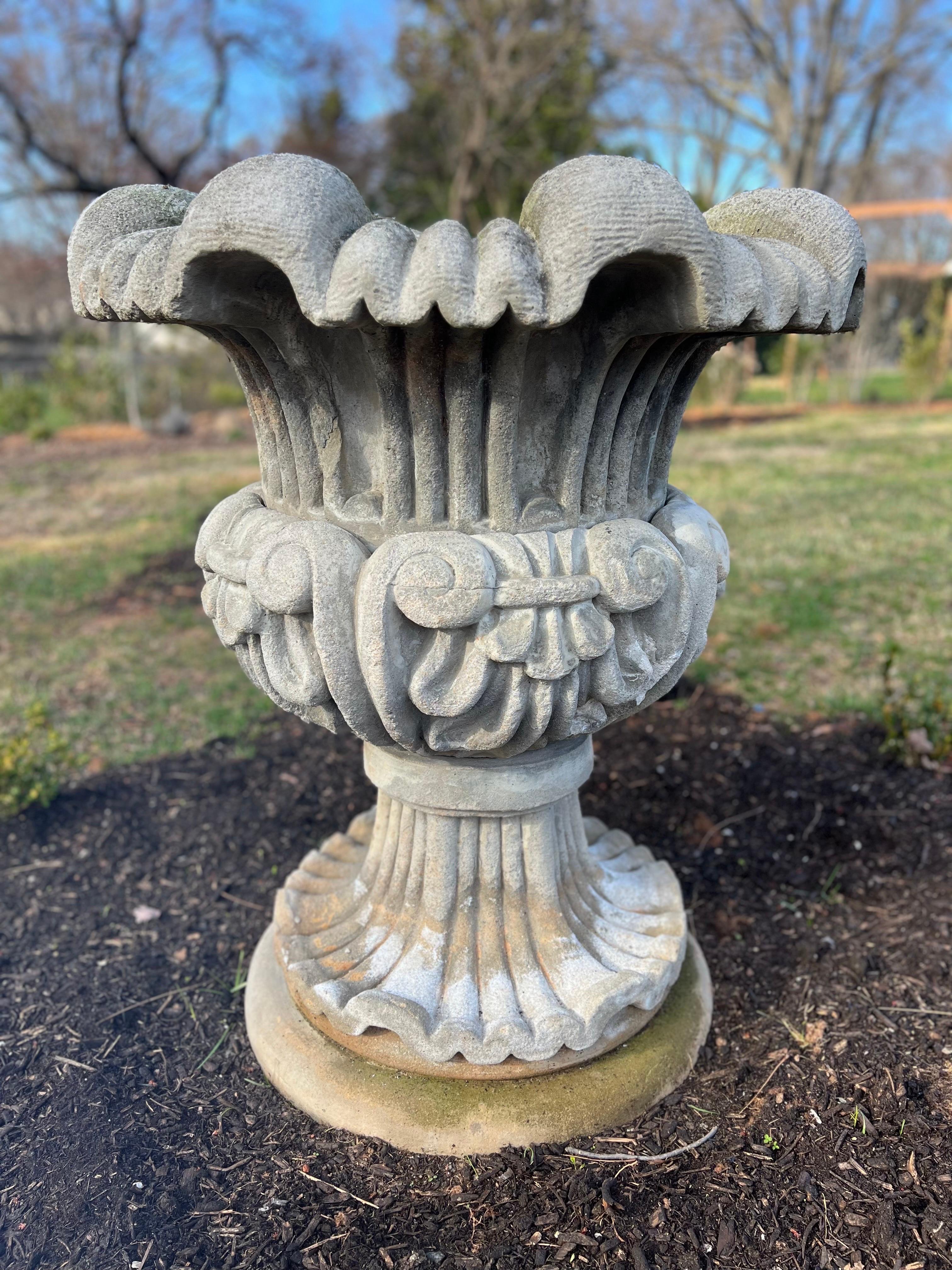 Large French Stone Garden Planter / Urn For Sale 2