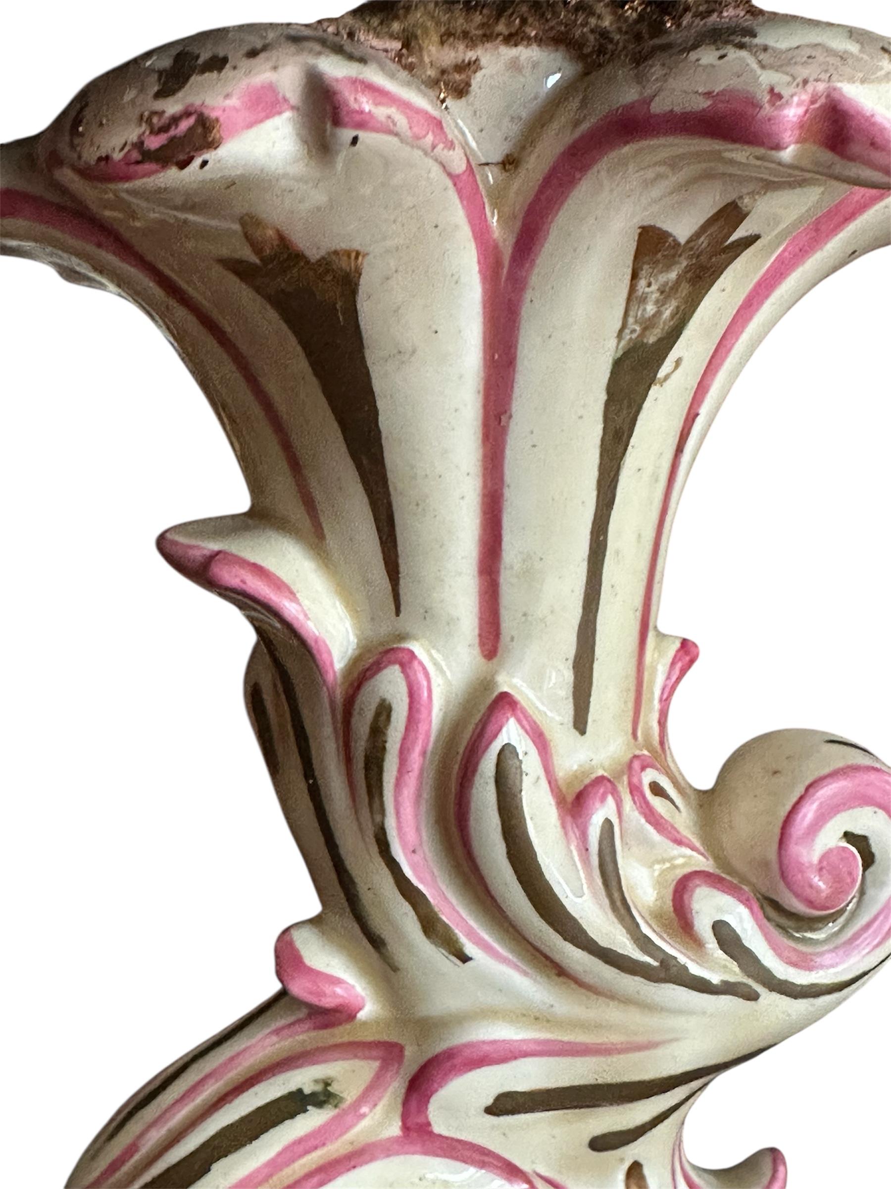 Large French Strasbourg 19th Century Faience Tall Floor Candle Holder For Sale 8