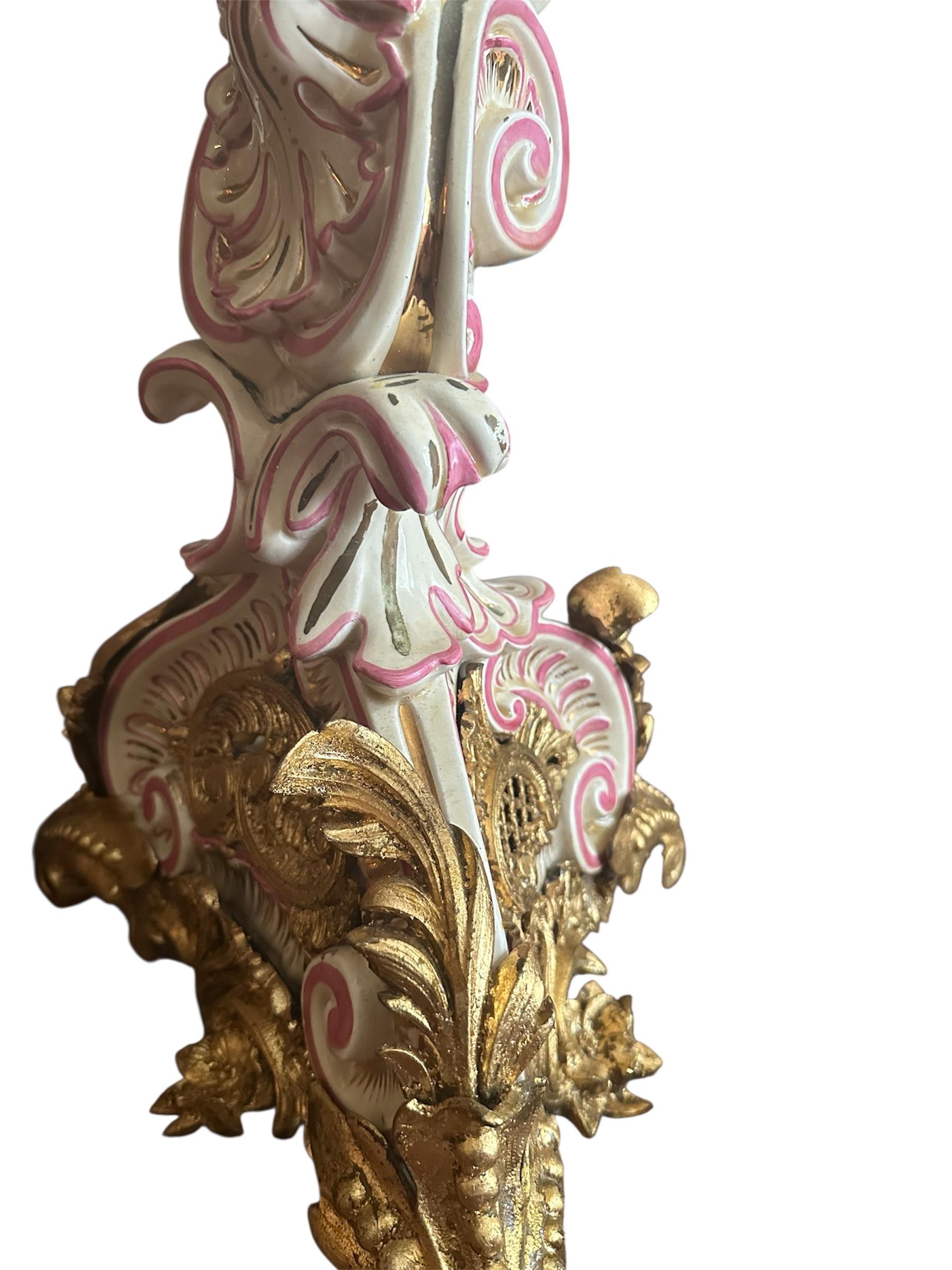 Large French Strasbourg 19th Century Faience Tall Floor Candle Holder For Sale 9