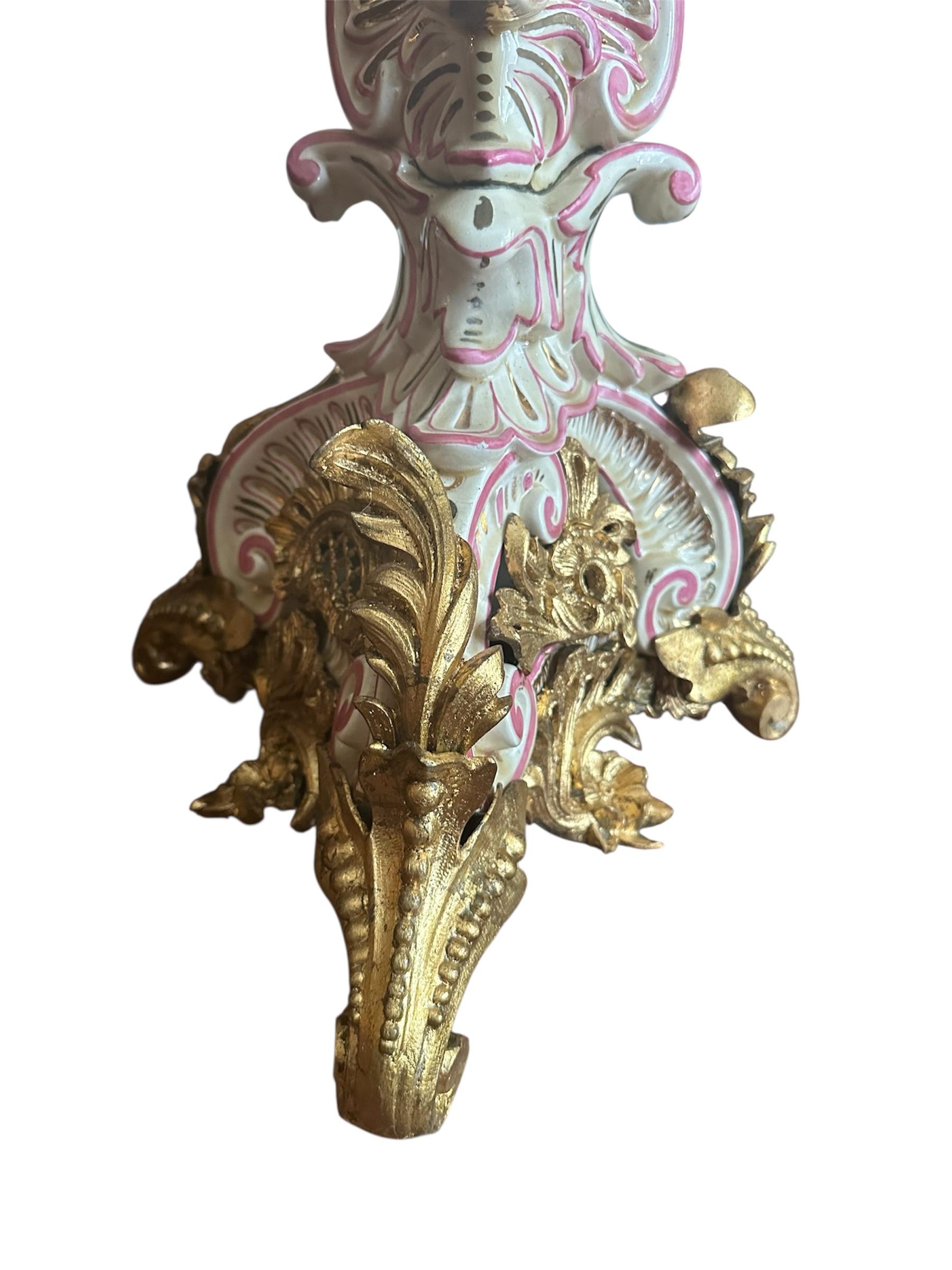 Large French Strasbourg 19th Century Faience Tall Floor Candle Holder In Good Condition For Sale In Vero Beach, FL