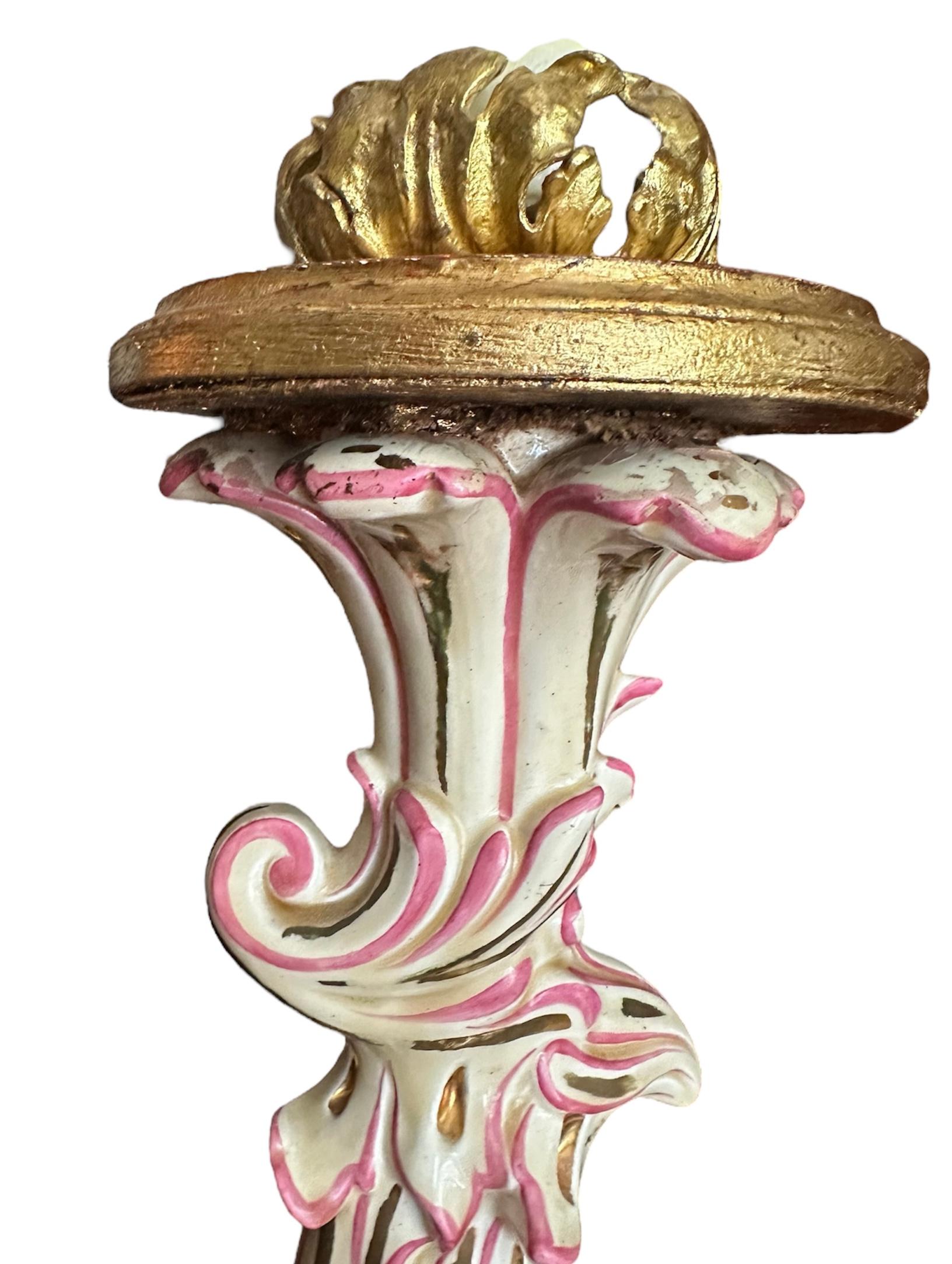 Large French Strasbourg 19th Century Faience Tall Floor Candle Holder For Sale 1