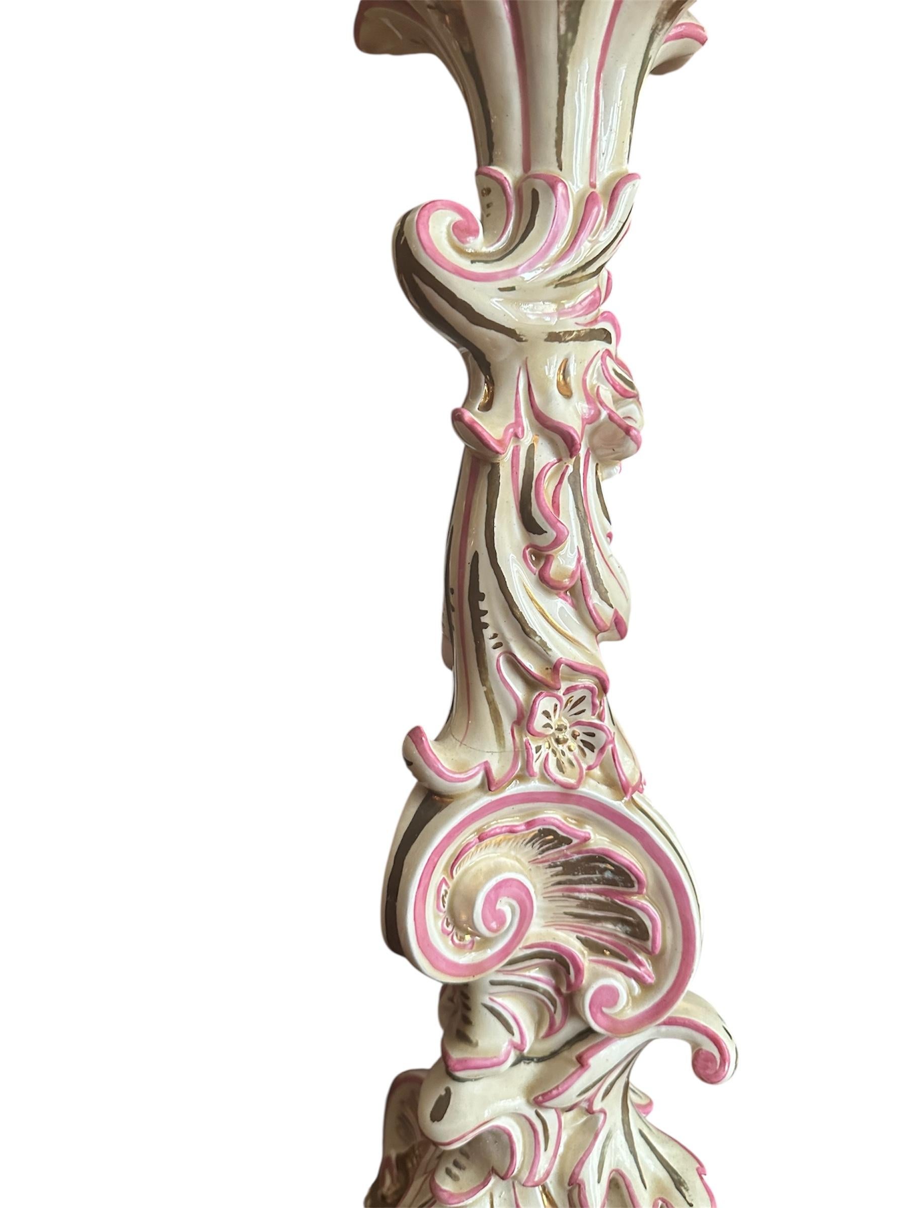 Large French Strasbourg 19th Century Faience Tall Floor Candle Holder For Sale 3