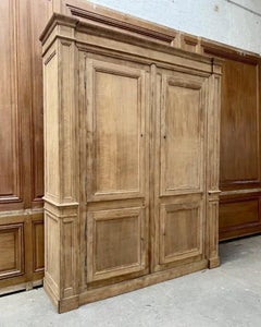 Large French Stripped Oak Armoire, 19th Century