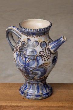 Gran jarrón francés de cerámica de estudio, Keraluc Quimper, atribuido a Michel Furic