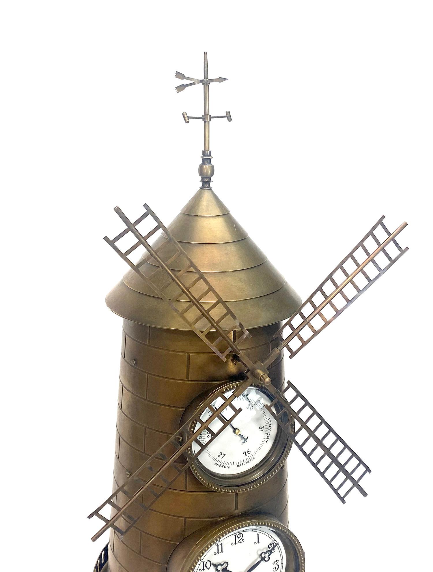 Große 8-Tage-Automatik- Windmühlenuhr im französischen Stil aus Messing im Angebot 2