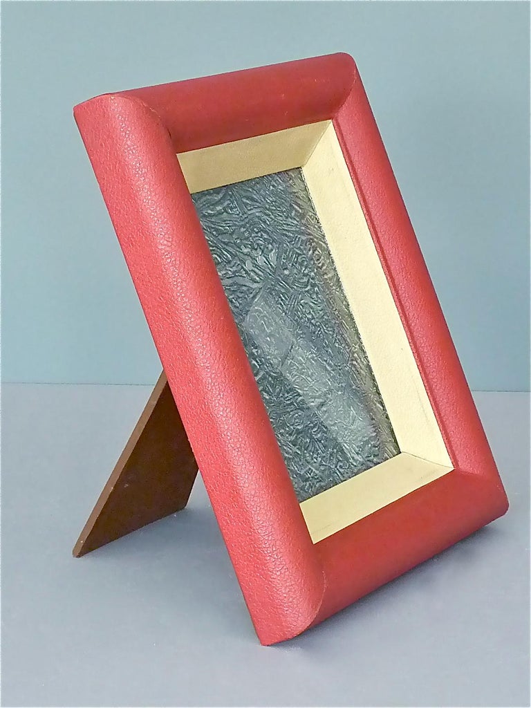 Art Deco Matelassé Red Leather Picture Frame, France 1940s at 1stDibs