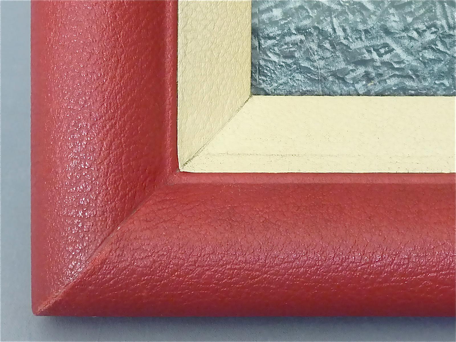 Großer französischer Tisch, Wandbildrahmen, rotes Kunstleder, Art déco, 1940er Jahre, Mid-Century (Moderne der Mitte des Jahrhunderts) im Angebot