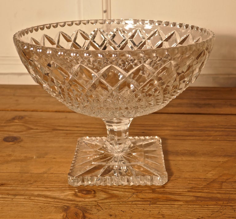 Large French Tazza Diamond Cut Cristal Pedestal Fruit Dish For Sale at 1stDibs glass fruit