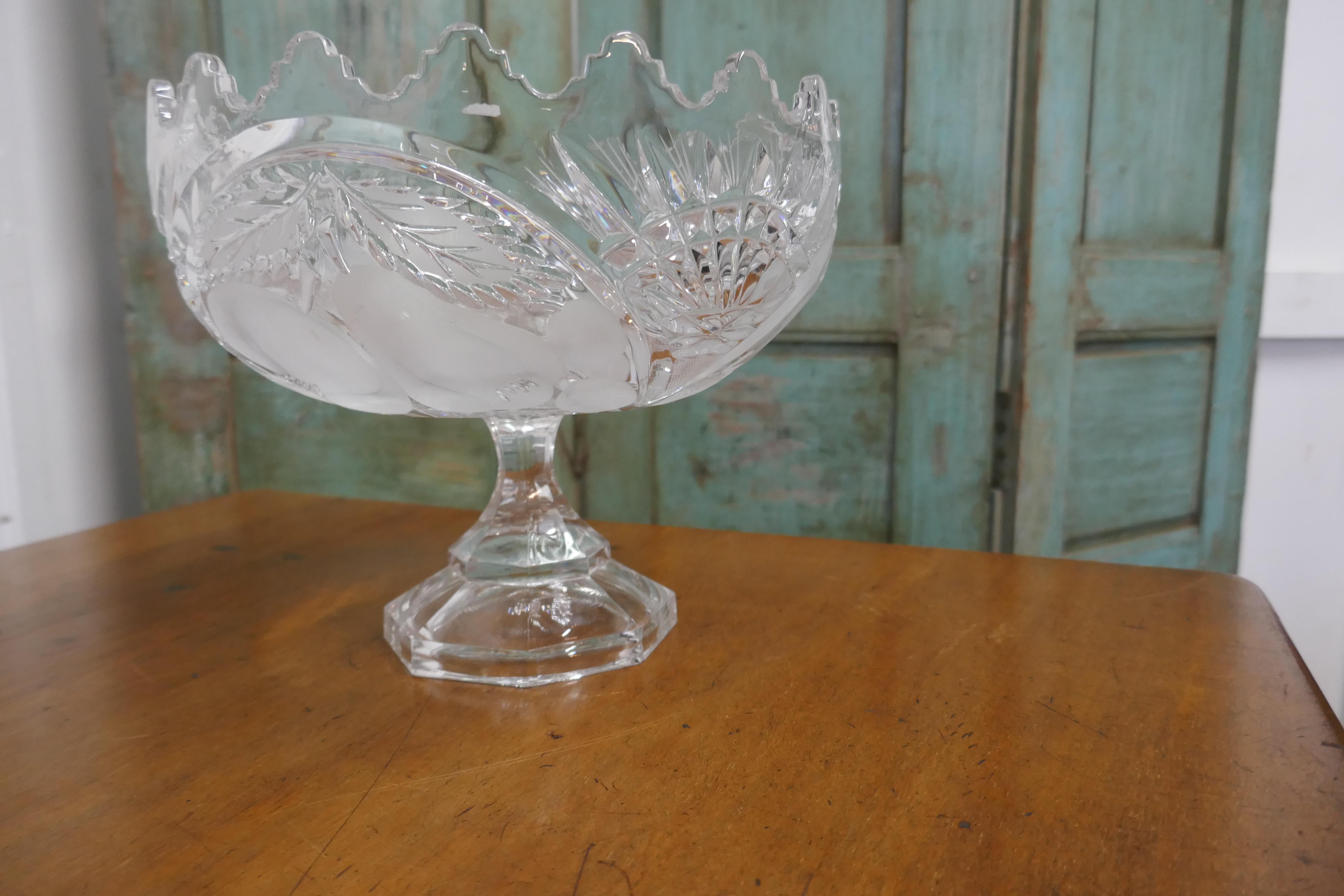 vintage crystal fruit bowl on pedestal