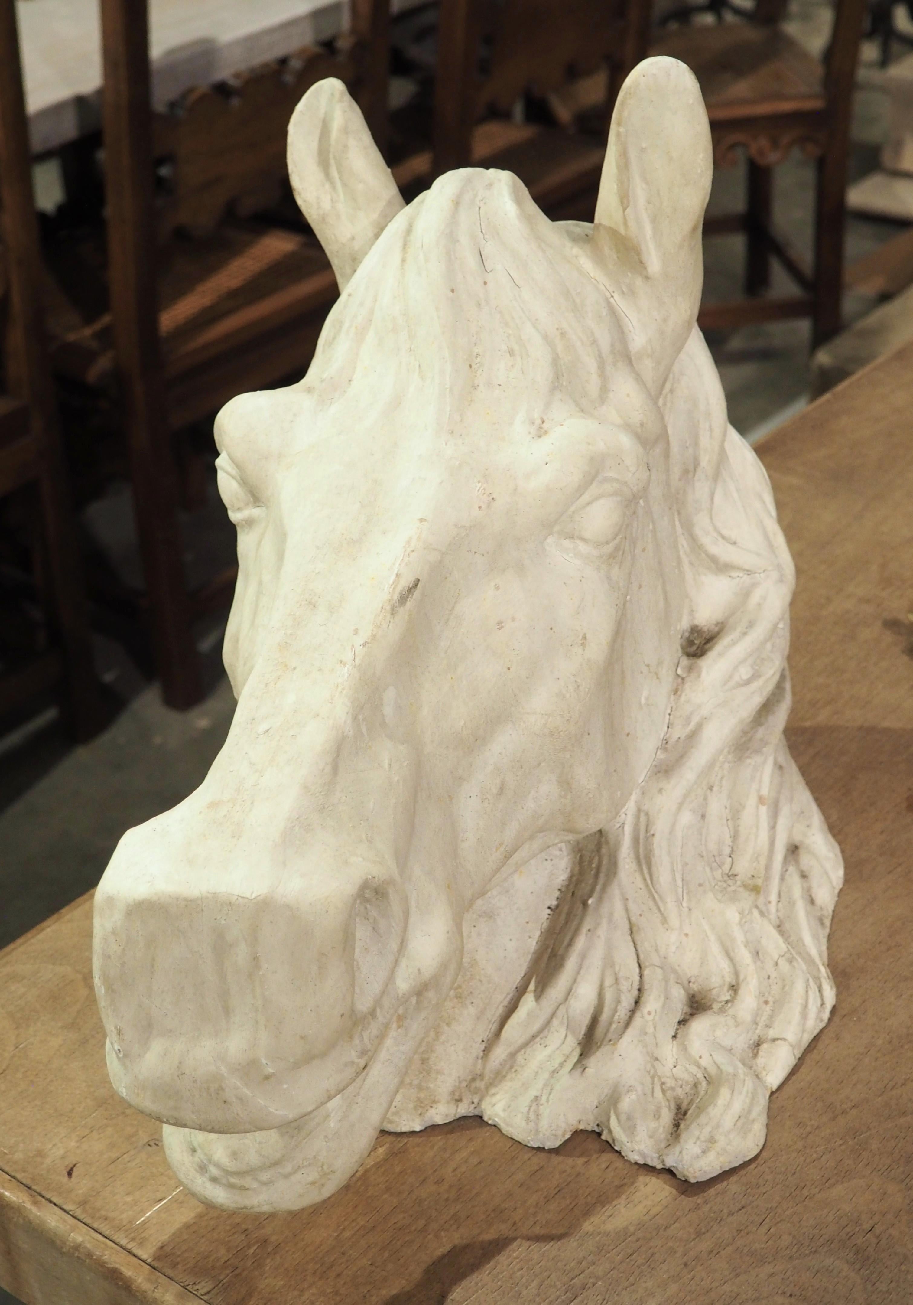 Large French Terra Cotta Horse Head Sculpture, 1960s For Sale 7