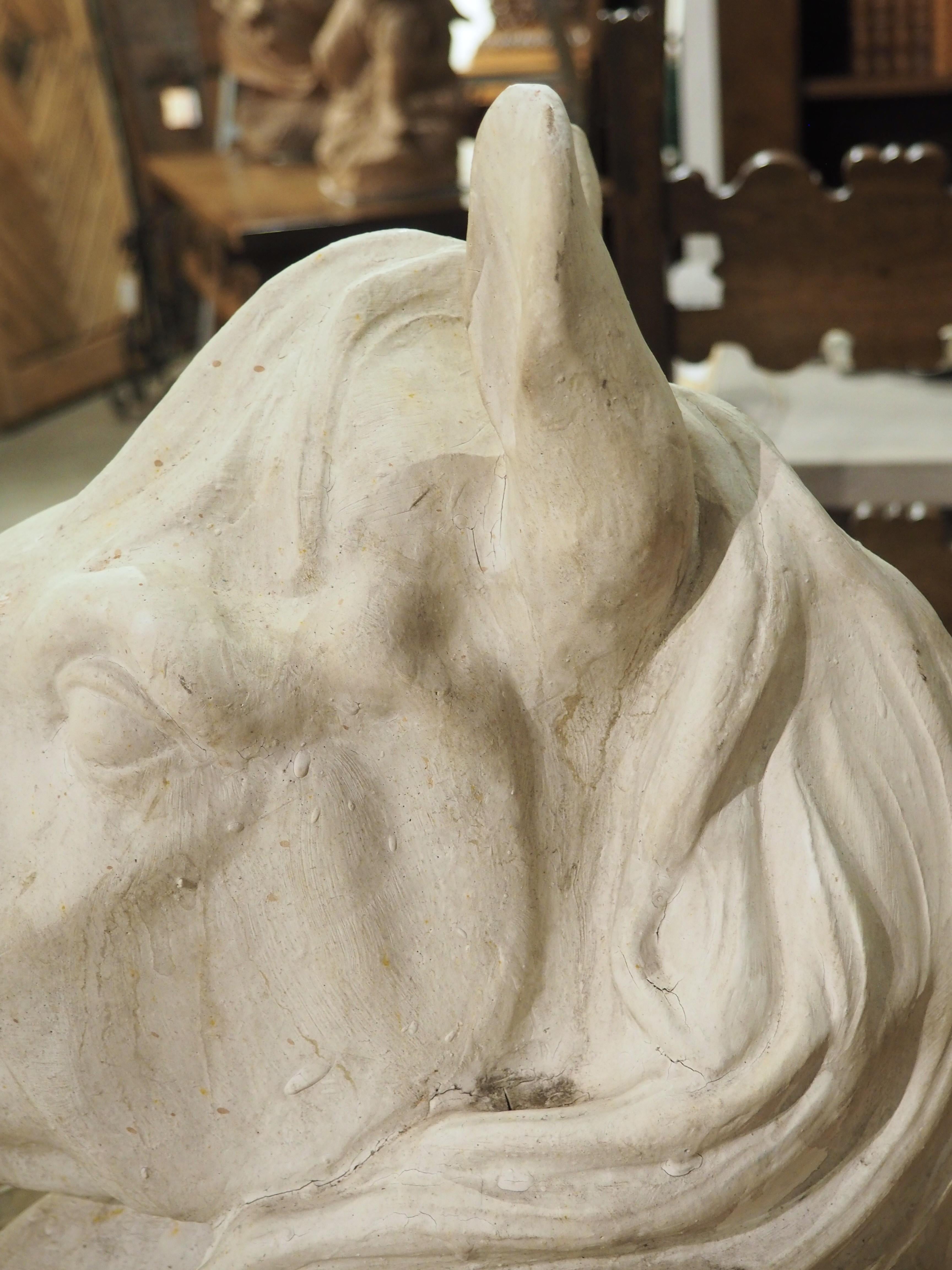Ceramic Large French Terra Cotta Horse Head Sculpture, 1960s For Sale