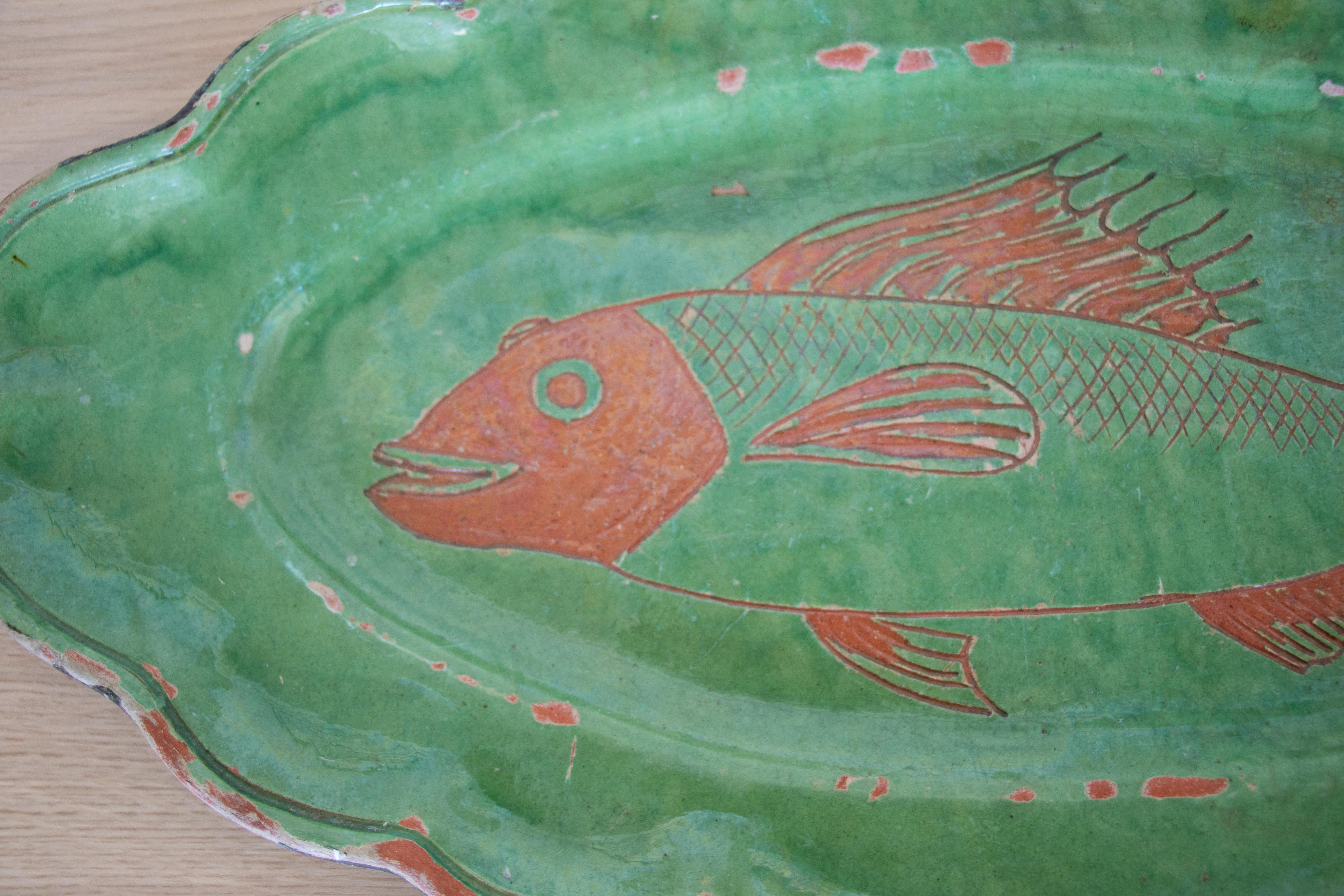 Large French Terracotta Fish Platter In Good Condition In Los Angeles, CA