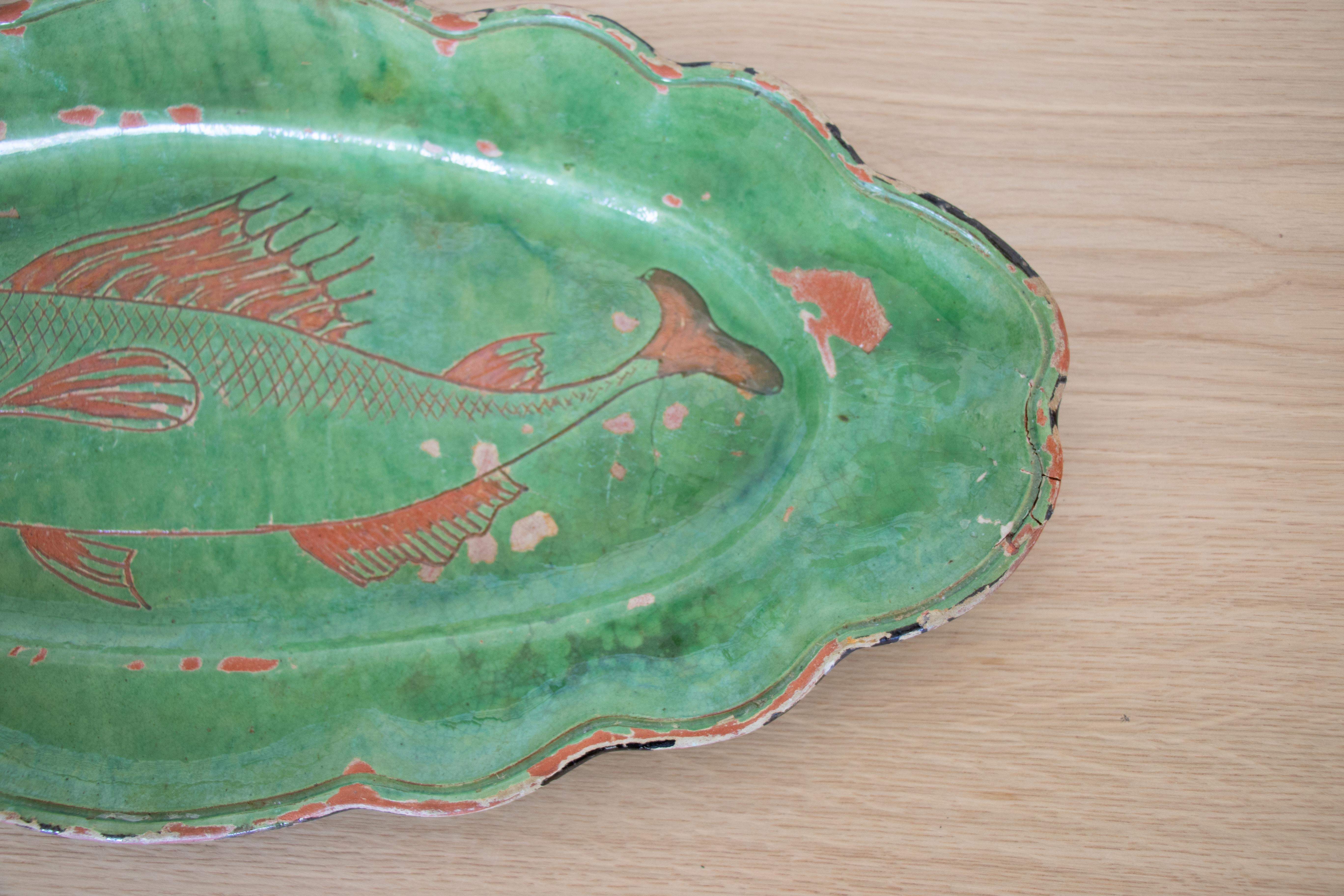 20th Century Large French Terracotta Fish Platter