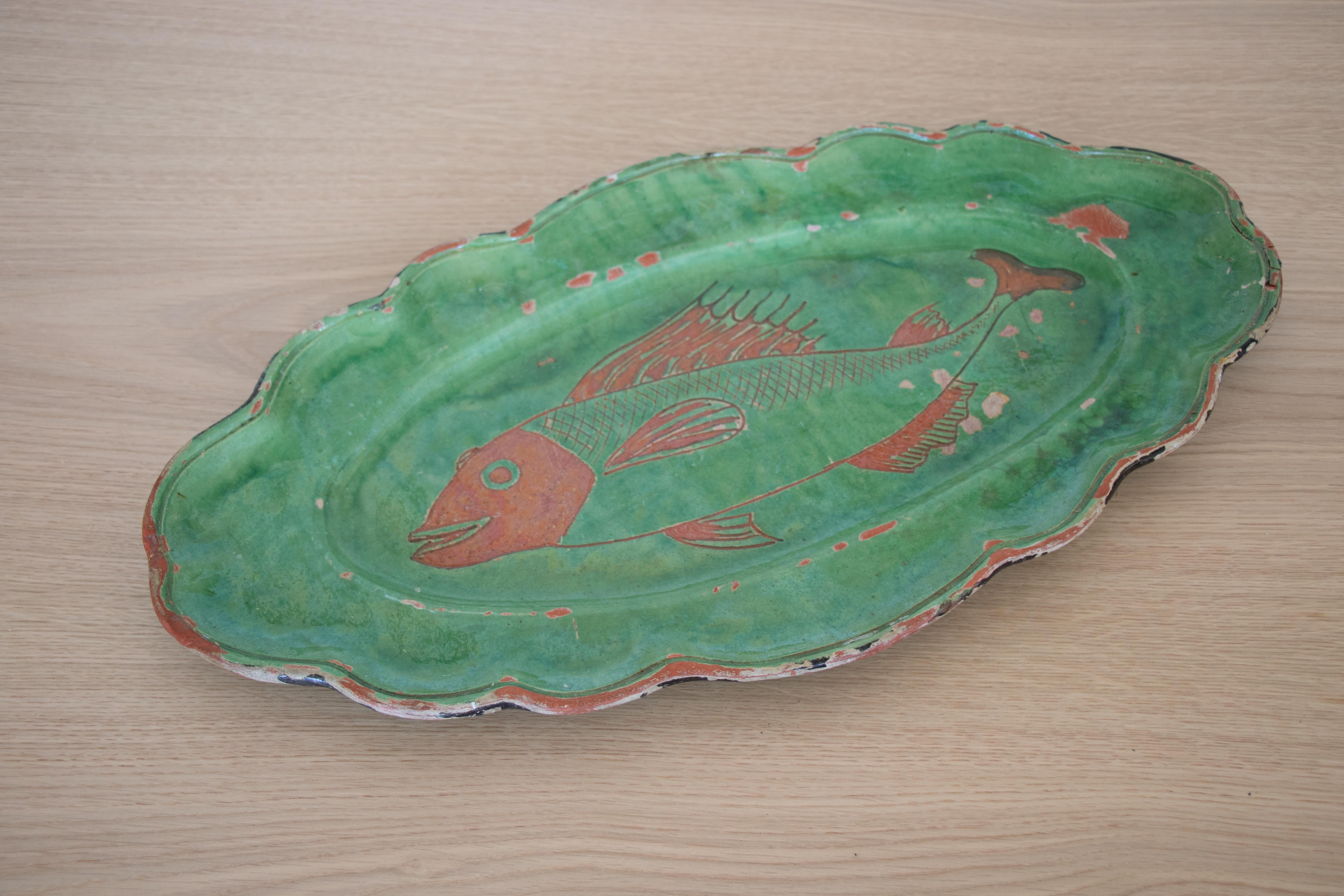 Large French Terracotta Fish Platter 2
