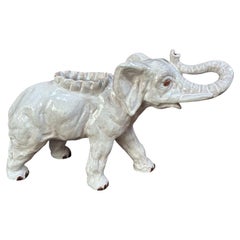 Gran elefante blanco de terracota mayólica francesa Bavent Normandía