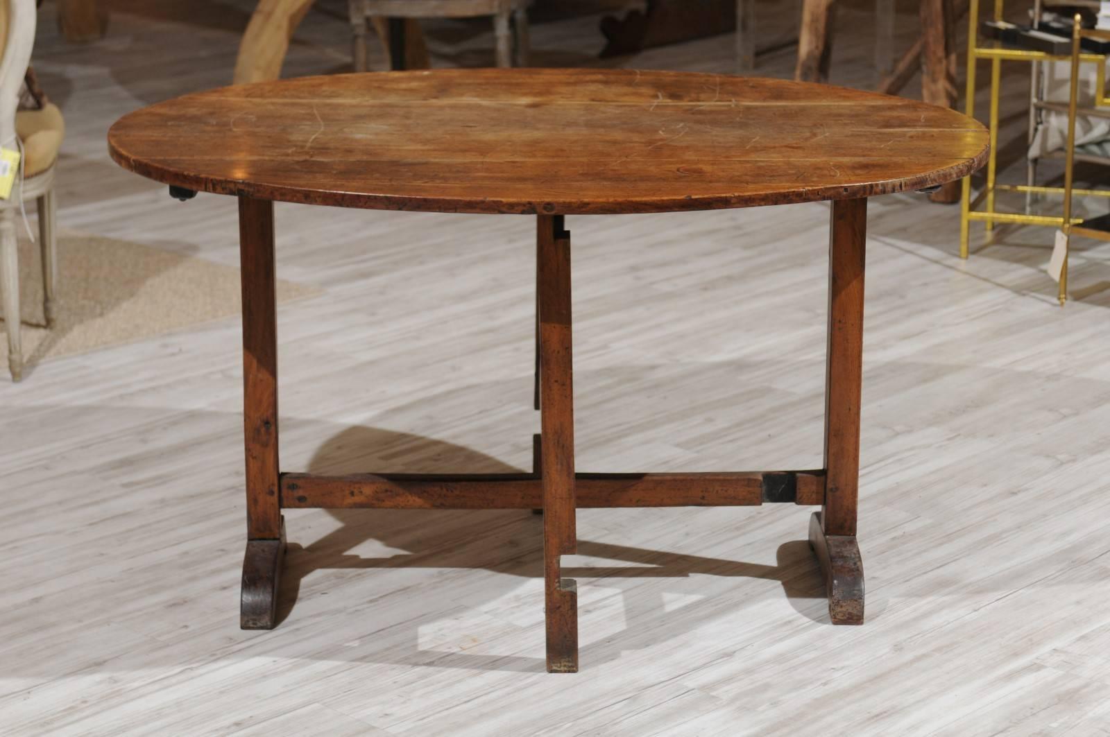 Large French Tilt-Top Oval Shaped Wine Tasting Table from the 19th Century 1