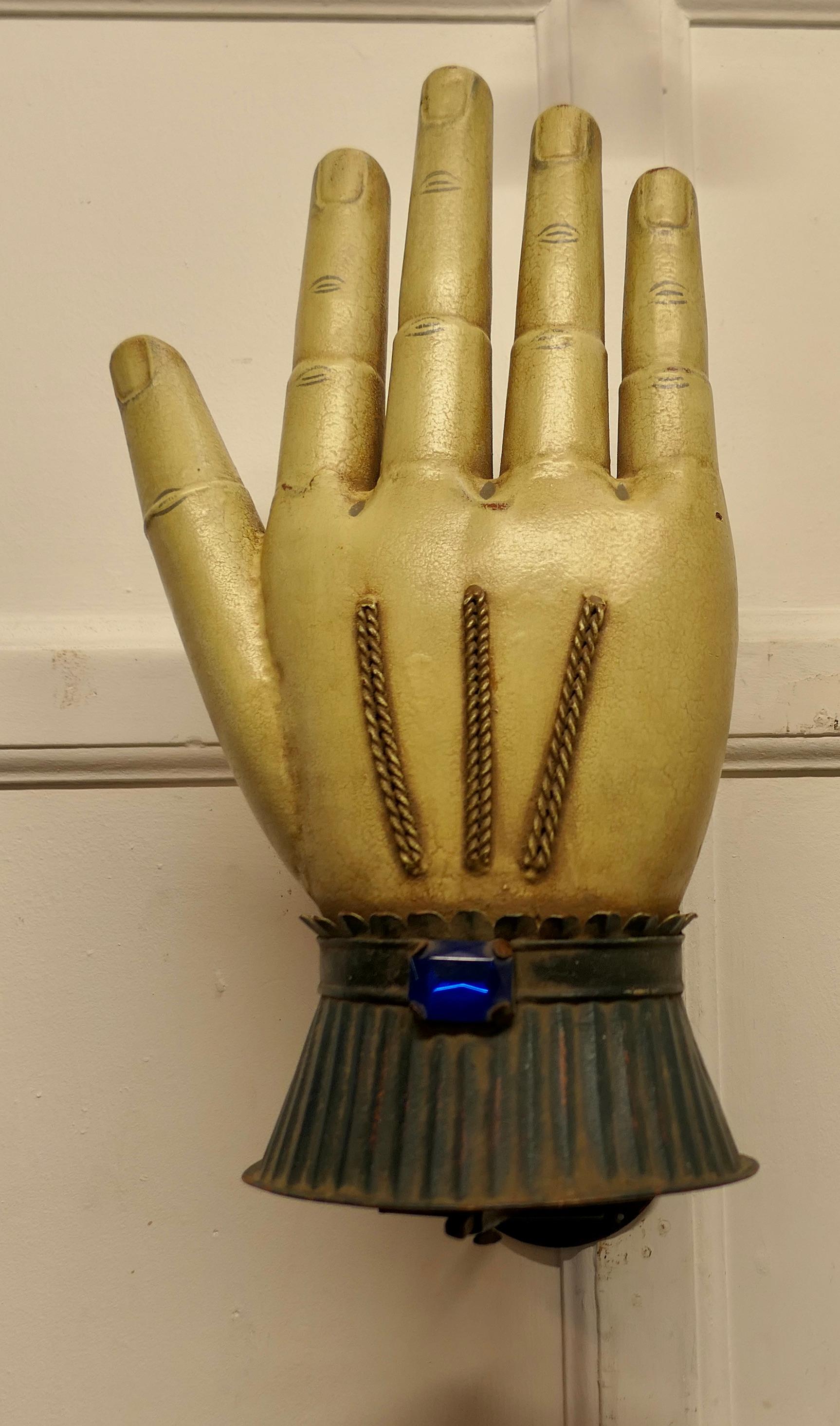 Folk Art Large French Toleware Glove Maker’s Shop Trade Sign For Sale