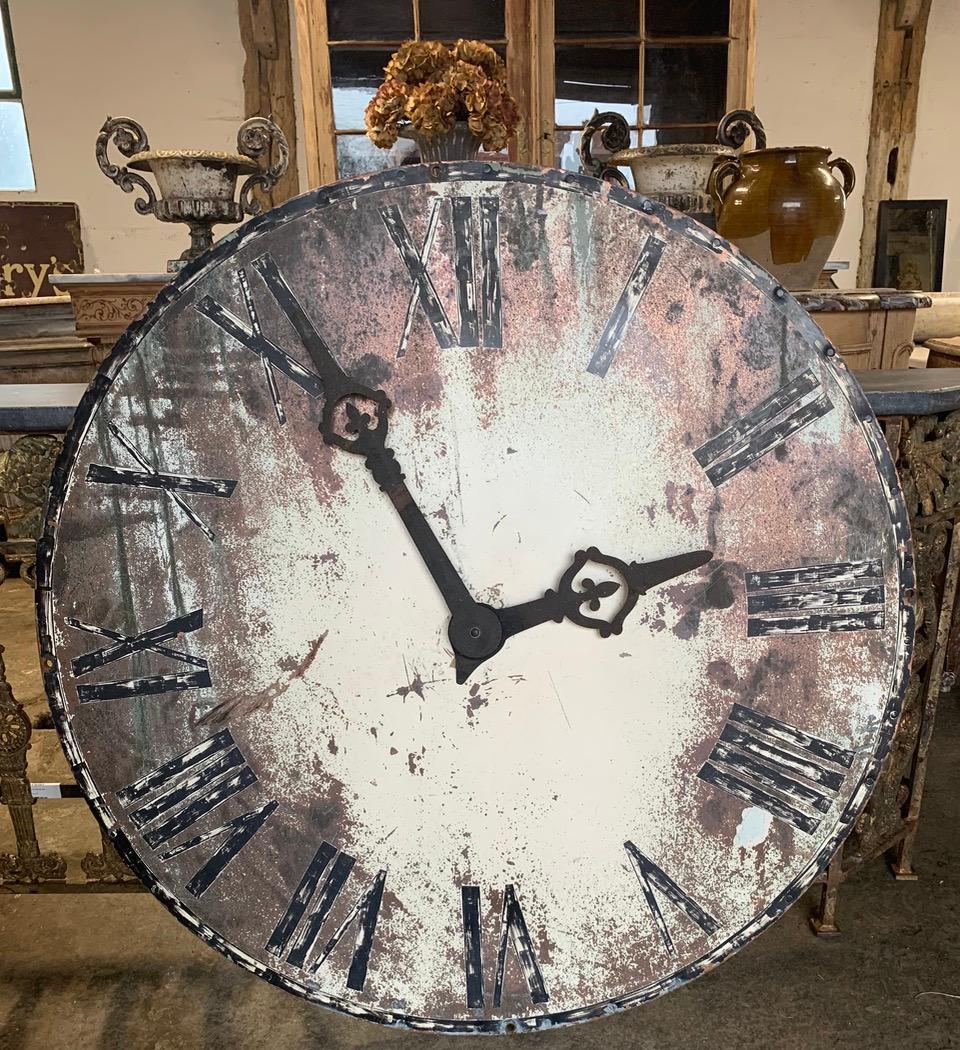 Large French Tower Clock Face In Distressed Condition In Ongar, GB