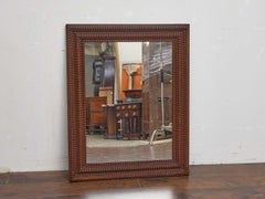 Large French Tramp Art Mirror with Layered Notched Frame, circa 1900