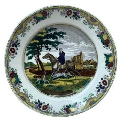 Gran plato francés de transferencias Cazador de jinetes Choisy le Roi, hacia 1840