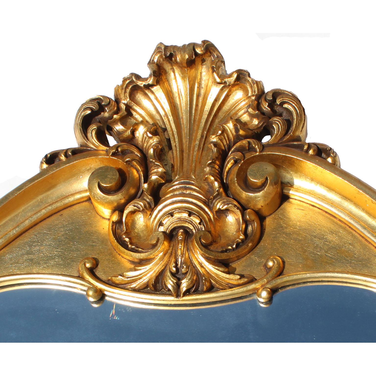 Francese Grande specchio francese di transizione in stile Luigi XIV/XV Belle Époque in legno dorato e intagliato in vendita
