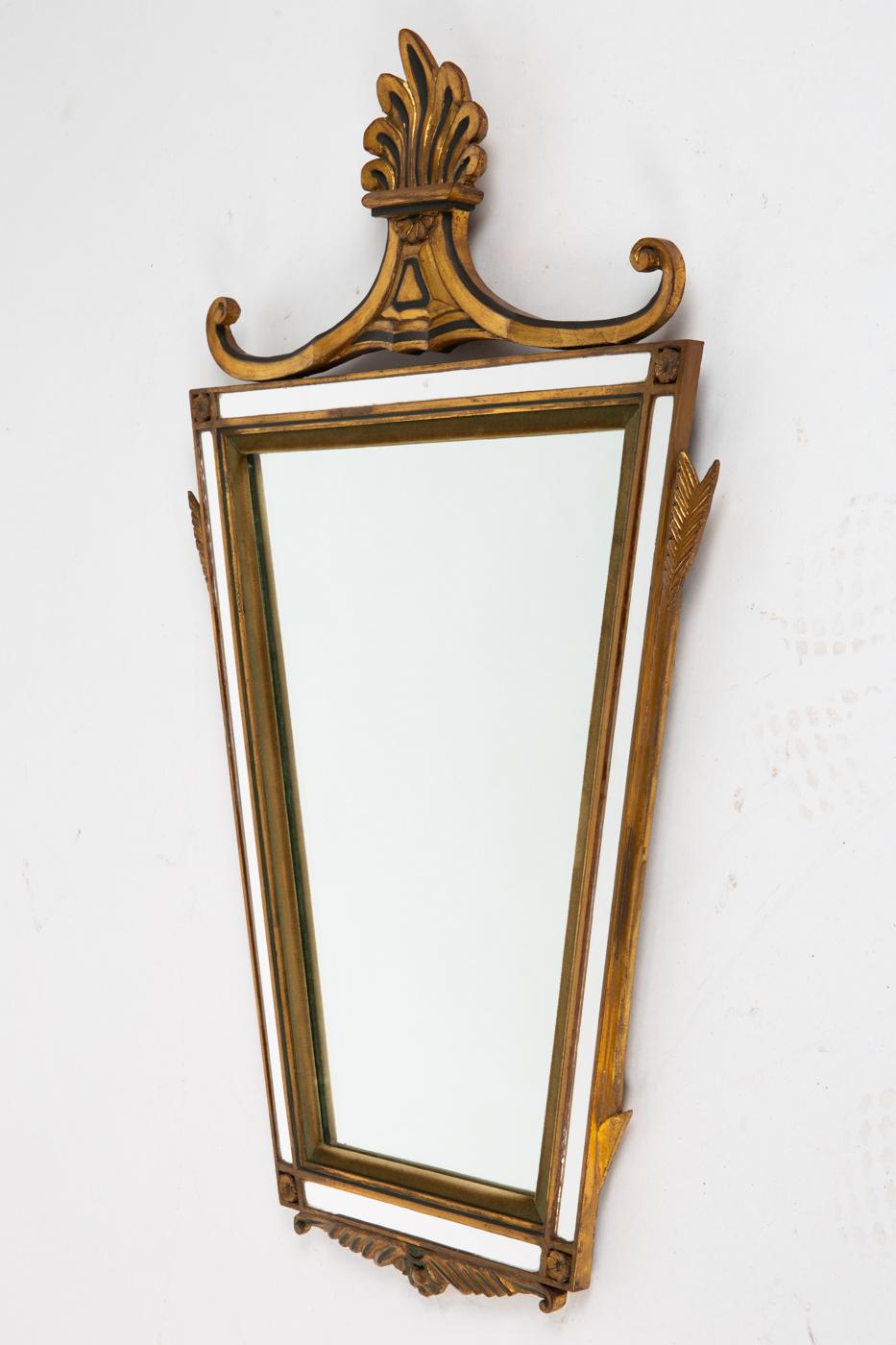 Mid-20th Century Large French Trapezoidal Art Deco Wall Mirror in the Style of André Arbus For Sale