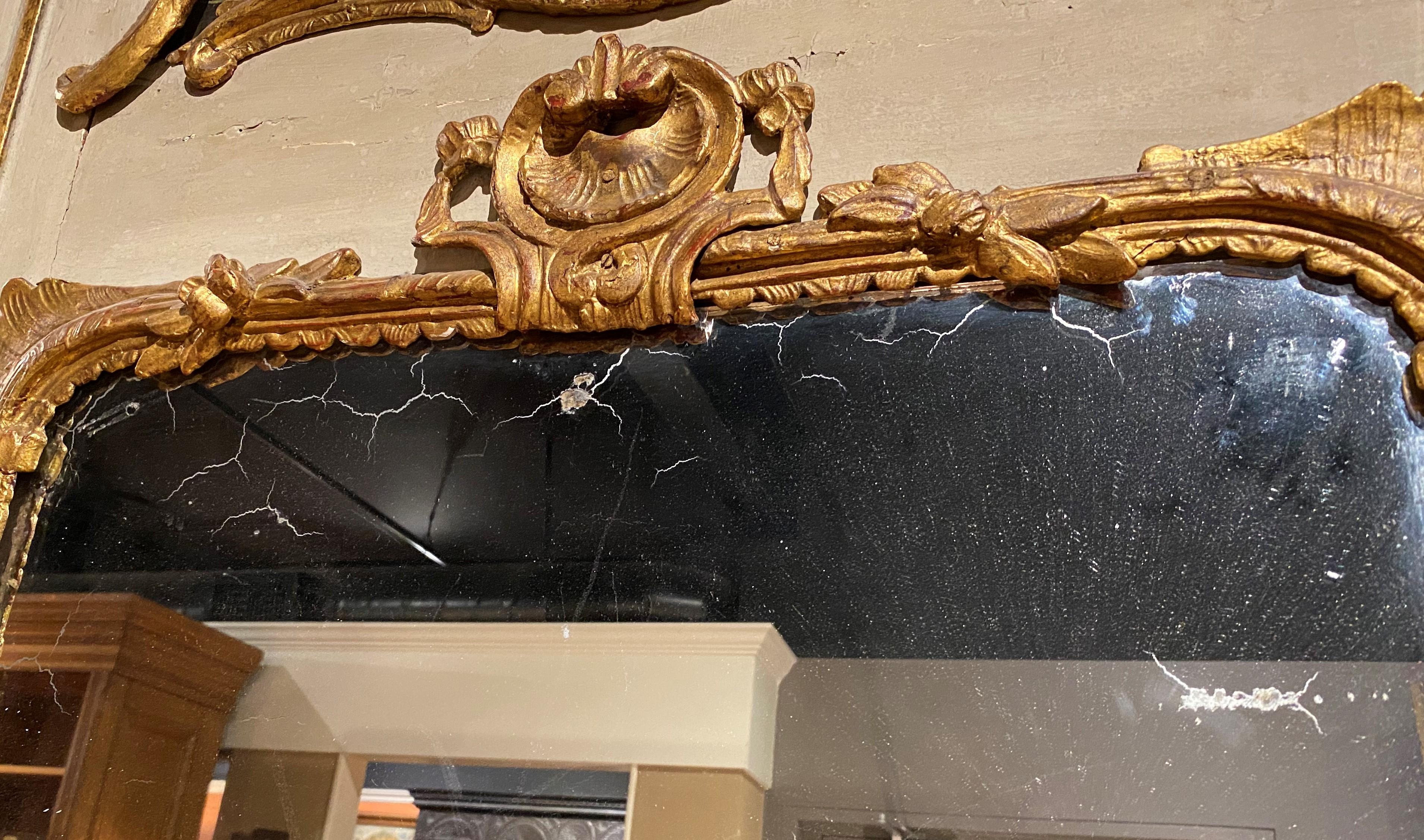 19th Century Large French Trumeau Overmantle Mirror with Genre Scene For Sale