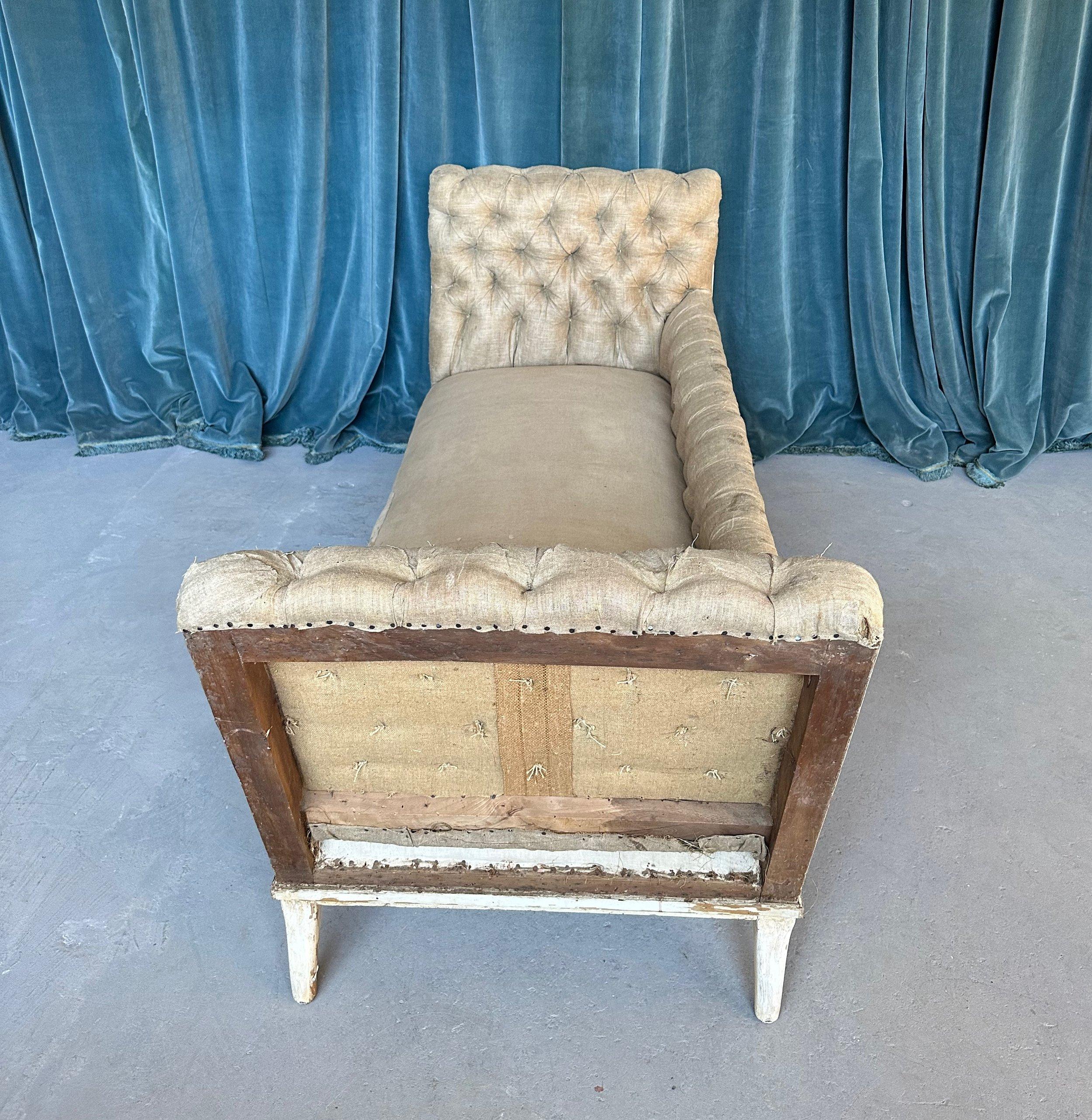 Large French Tufted Napoleon III Sofa with Extended Arms For Sale 2