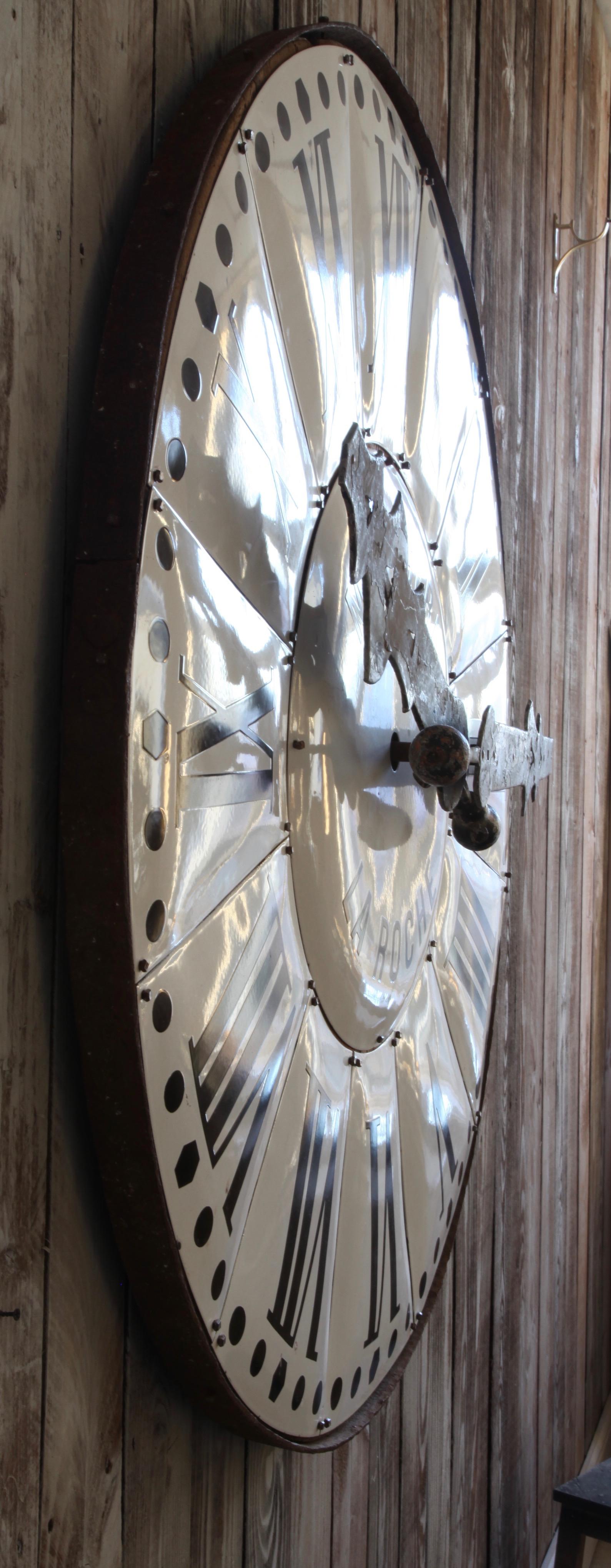 Large French Turn of the Century White Enamelled Clock Face from La Roche For Sale 8