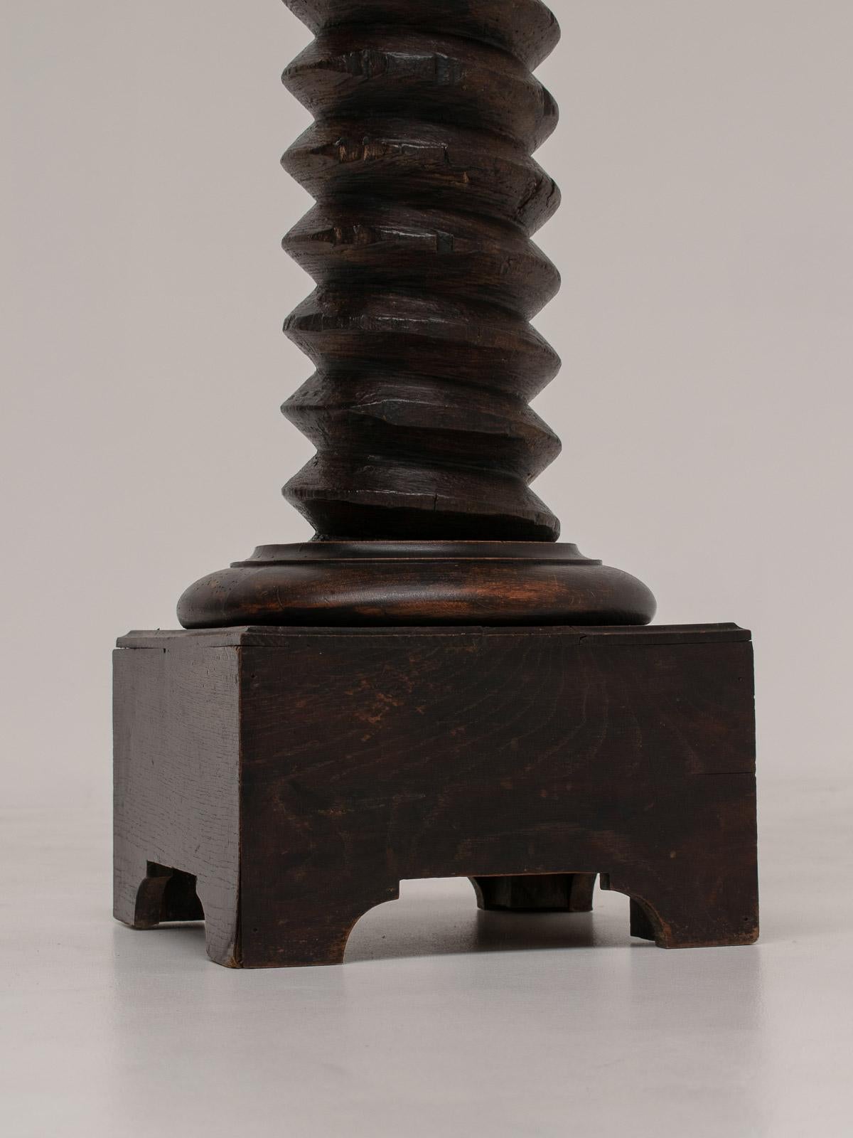 Mid-20th Century Large French Turned Oak Pedestal, France, 1940s For Sale
