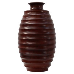 Large French turned wood vase in Art Deco style, ca. 1925