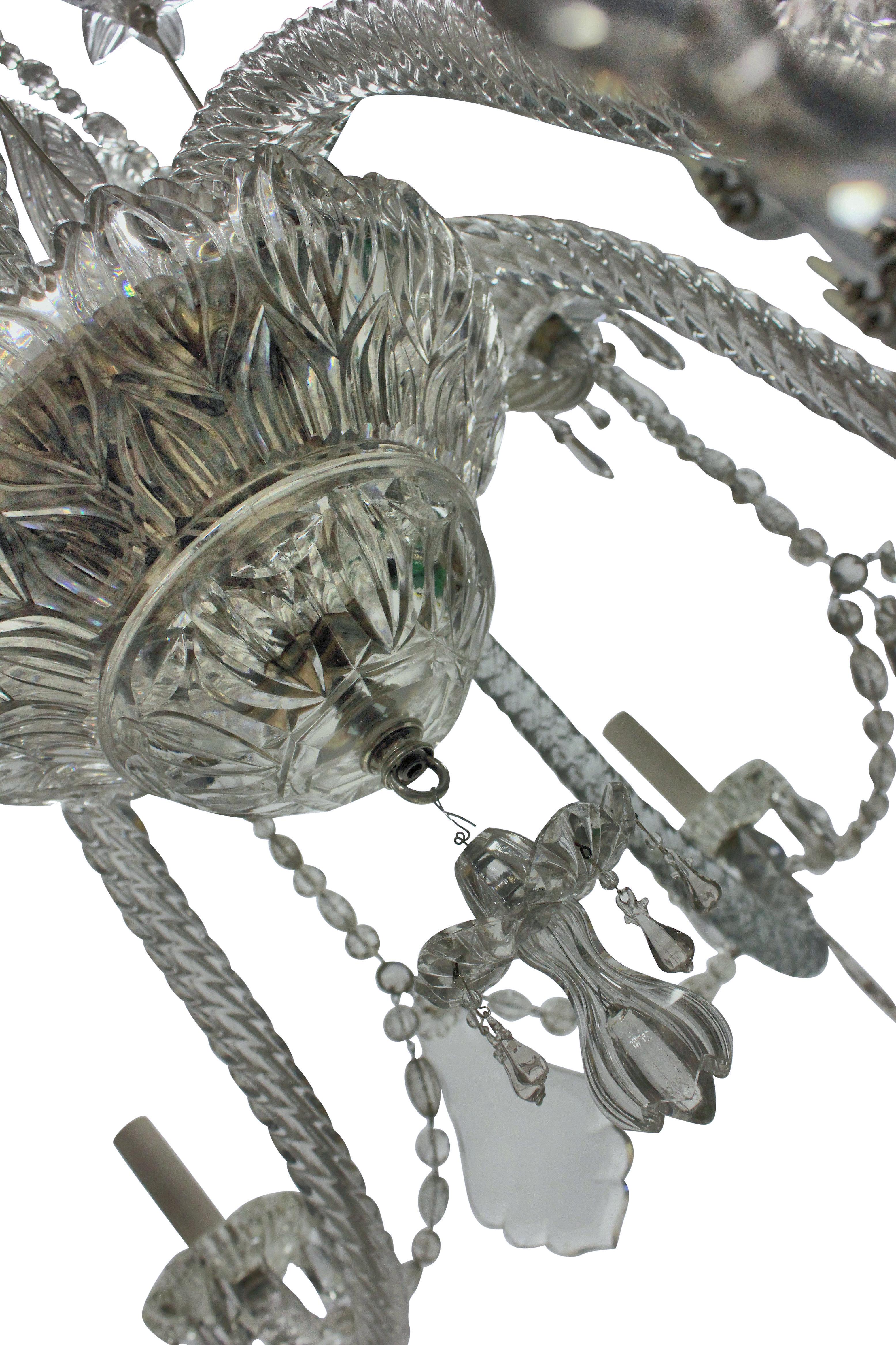 Late 19th Century Large French Twelve Arm Baccarat Chandelier For Sale