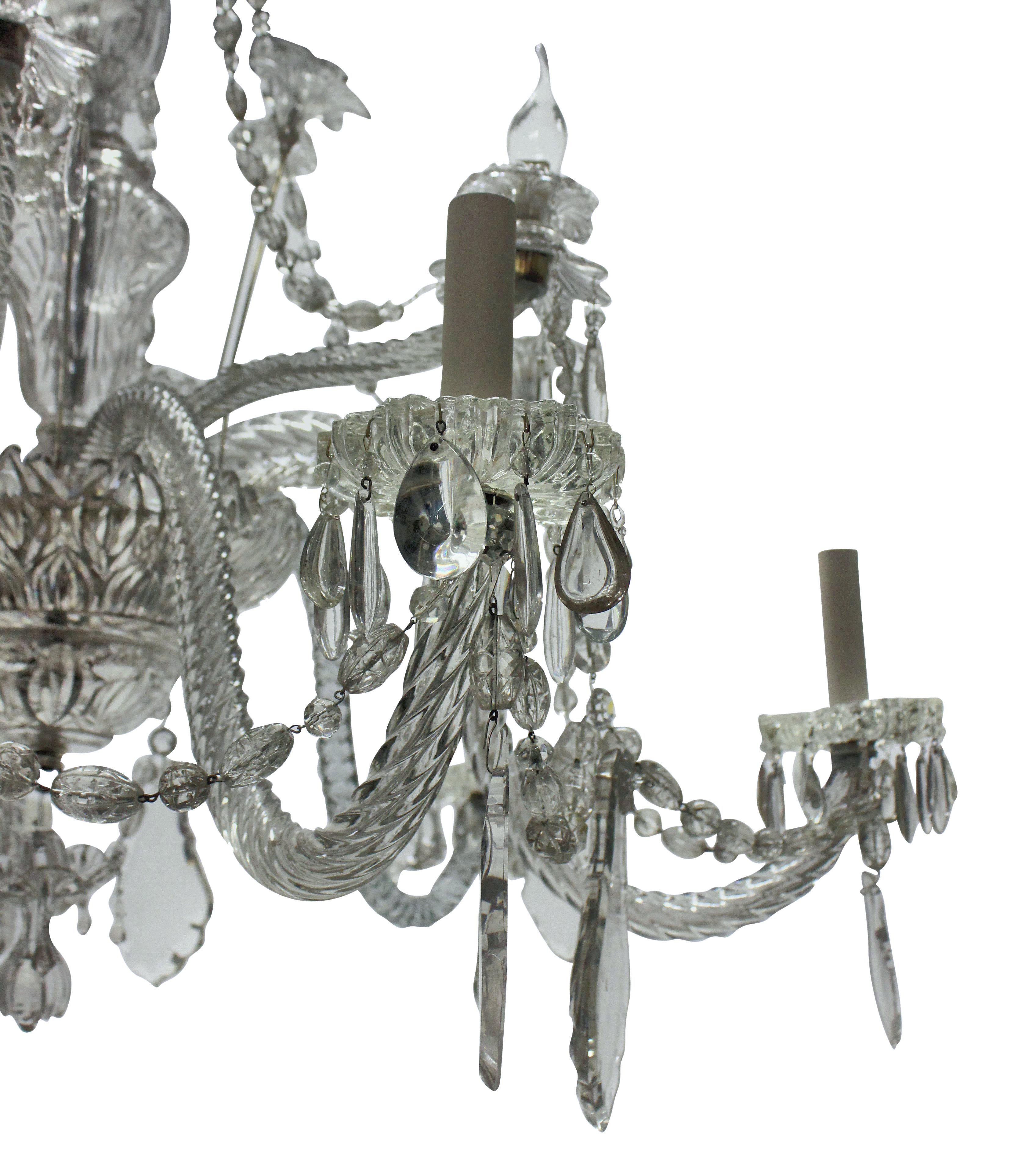 Large French Twelve Arm Baccarat Chandelier For Sale 1