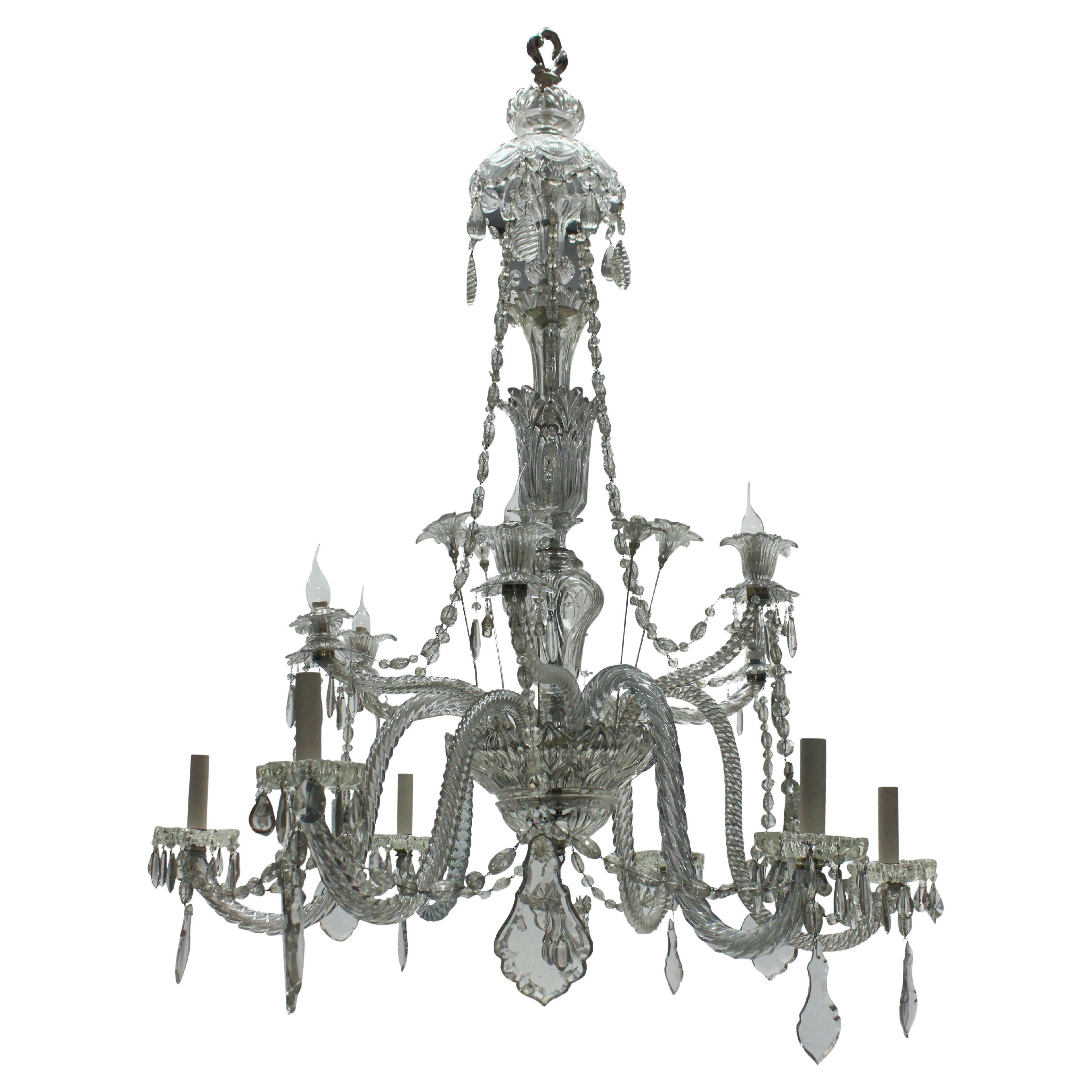 Large French Twelve Arm Baccarat Chandelier For Sale