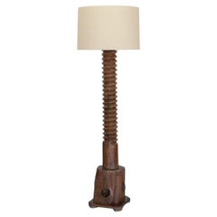 Large French Twisted Wood Floor Lamp