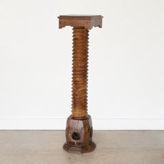 Large French Twisted Wood Pedestal Table