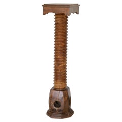 Large French Twisted Wood Pedestal Table