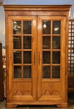 Large French Two-Door Bookcase Cabinet of Cherry