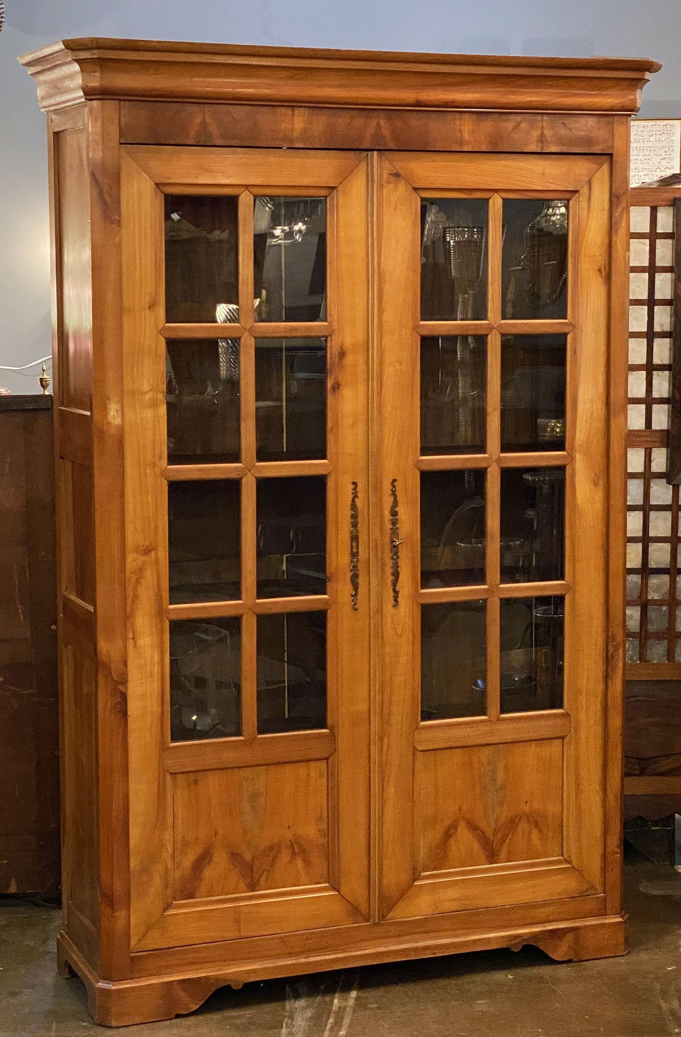 Large French Two-Door Bookcase Cabinet of Cherry For Sale 1